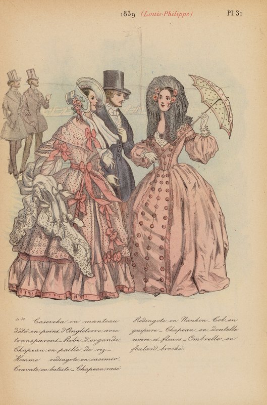 Moda francesa: 1839, Louis-Philippe (litografia a cores) de Louis Colas