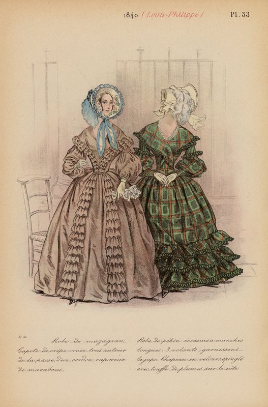 Moda francesa: 1840, Louis-Philippe (litografia a cores) de Louis Colas