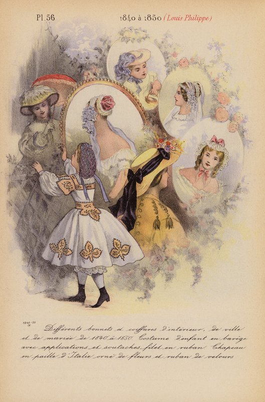 Moda francesa: 1840 a 1850, Louis-Philippe (litografia a cores) de Louis Colas