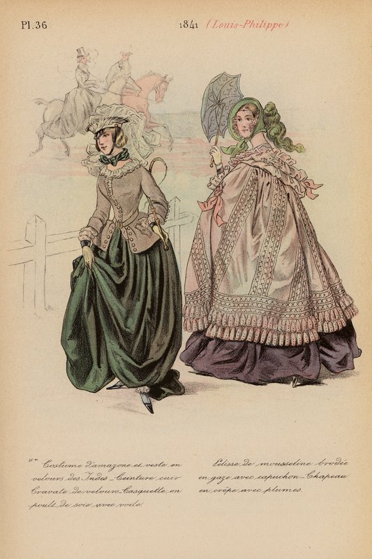 Moda francesa: 1841, Louis-Philippe (litografia a cores) de Louis Colas