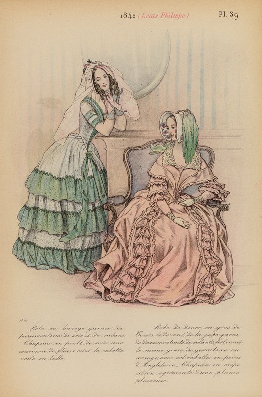 Moda francesa: 1842, Louis-Philippe (litografia a cores) de Louis Colas