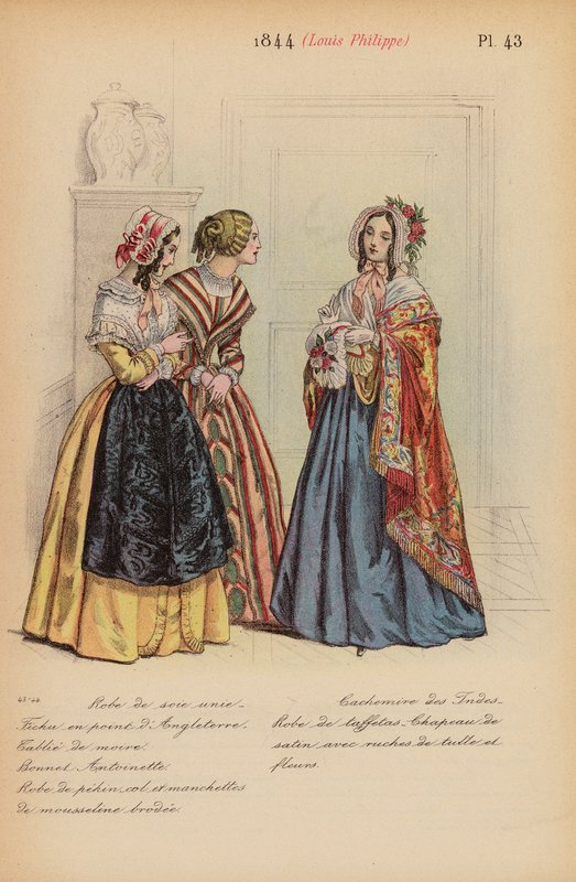 Moda francesa: 1844, Louis-Philippe (litografia a cores) de Louis Colas