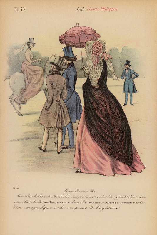 Moda francesa: 1845, Louis-Philippe (litografia a cores) de Louis Colas