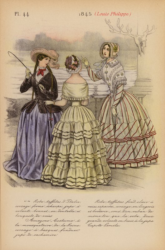 Moda francesa: 1845, Louis-Philippe (litografia a cores) de Louis Colas