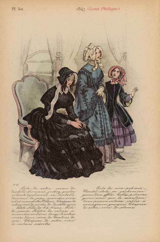 Moda francesa: 1847, Louis-Philippe (litografia a cores) de Louis Colas