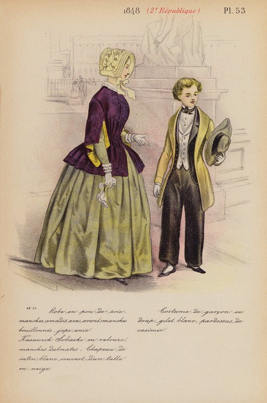 Moda francesa: 1848, 2e Republique (litografia a cores) de Louis Colas