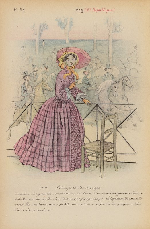 Moda francesa: 1849, 2e Republique (litografia a cores) de Louis Colas