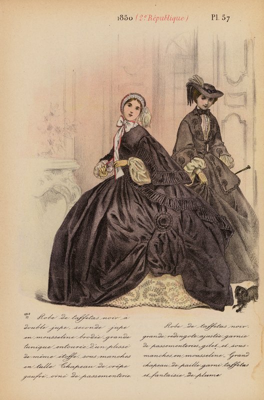 Moda francesa: 1850, 2e Republique (litografia a cores) de Louis Colas