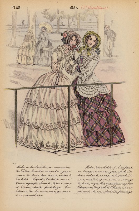 Moda francesa: 1850, 2e Republique (litografia a cores) de Louis Colas