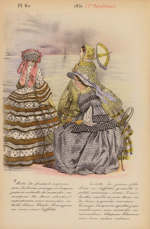 Moda francesa: 1851, 2e Republique (litografia a cores) de Louis Colas