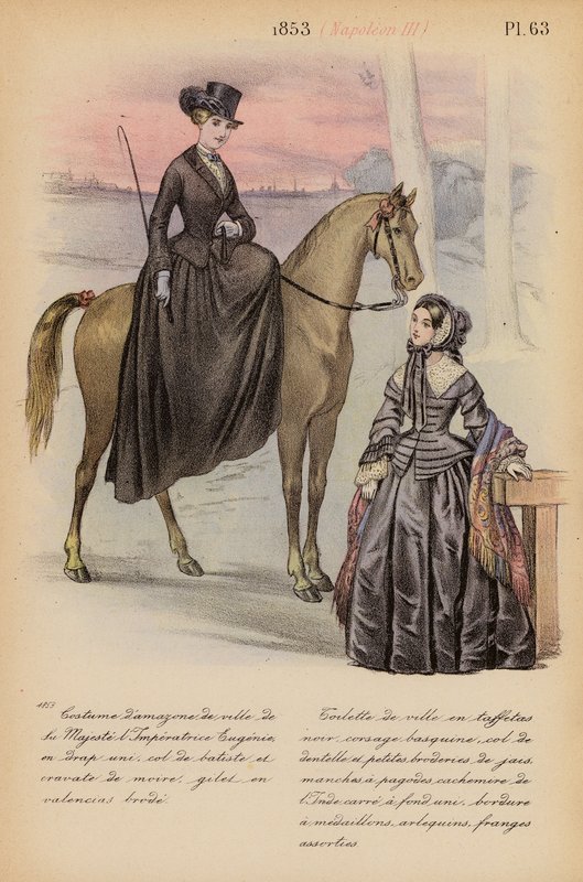 Moda francesa: 1853, Napoleão III (litografia a cores) de Louis Colas