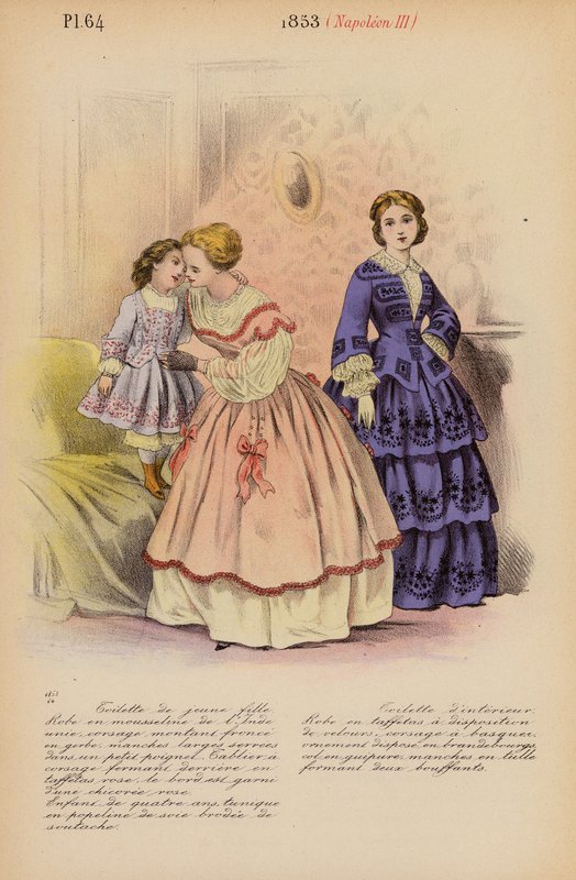 Moda francesa: 1853, Napoleão III (litografia a cores) de Louis Colas