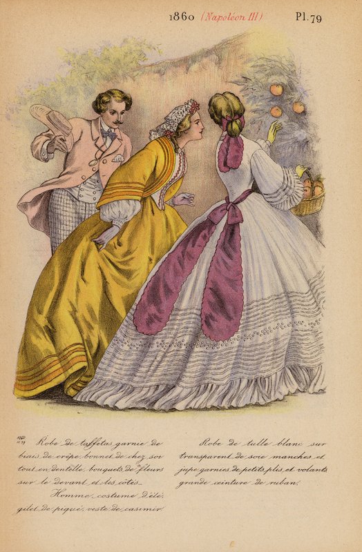 Moda francesa: 1860, Napoleão III (litografia a cores) de Louis Colas