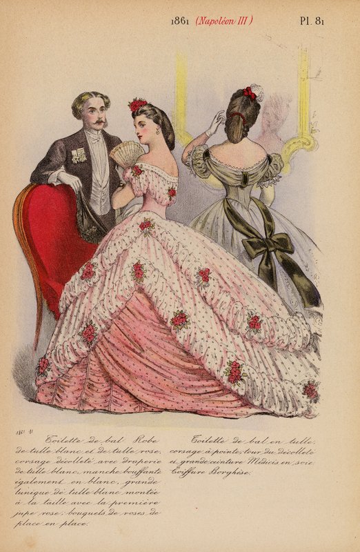 Moda francesa: 1861, Napoleão III (litografia a cores) de Louis Colas