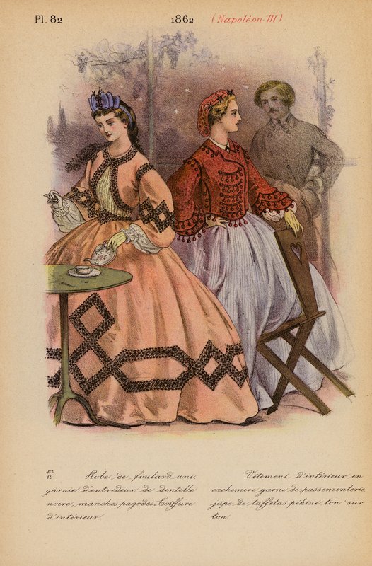 Moda francesa: 1862, Napoleão III (litografia a cores) de Louis Colas