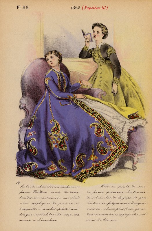 Moda francesa: 1865, Napoleão III (litografia a cores) de Louis Colas