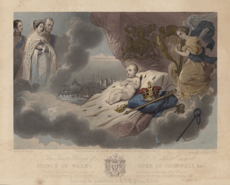 A Primeira Oração do Príncipe de Gales, Príncipe Albert Edward, o futuro Rei Edward VII, 1842 de Louis Gallait