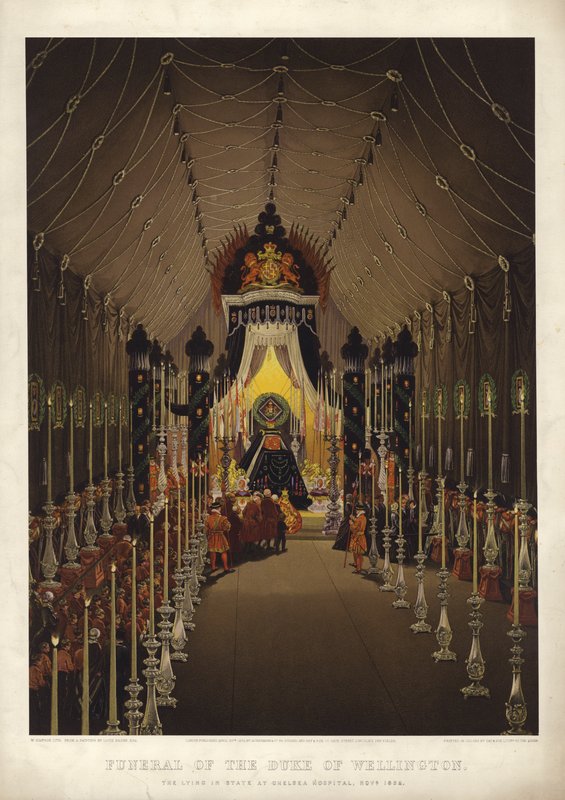 Funeral do Duque de Wellington, o estado em estado no hospital de Chelsea, novembro de 1852 de Louis Haghe