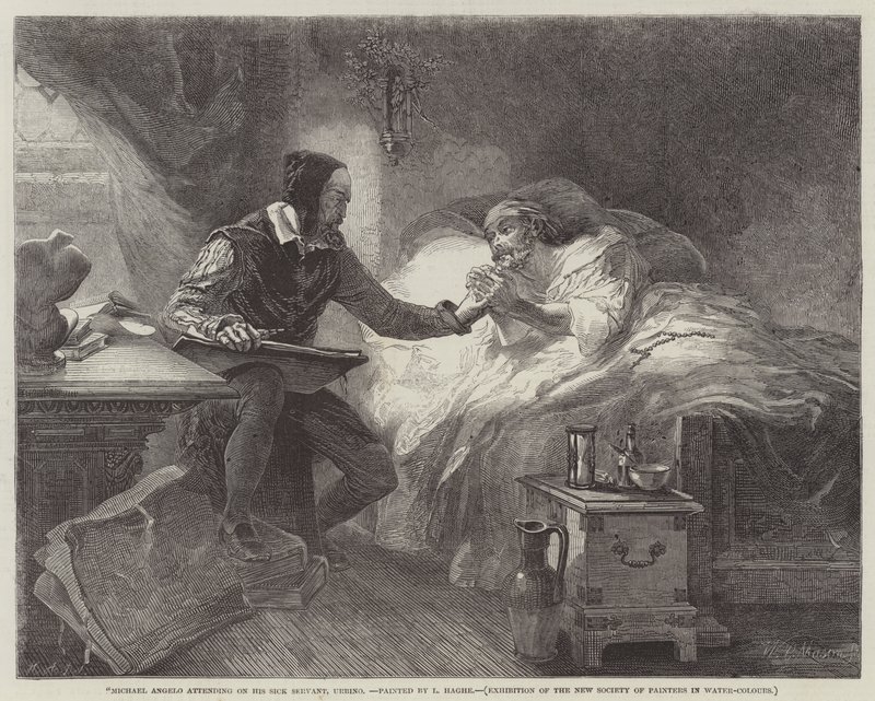 Michael Angelo participando em seu Sick Servant, Urbino de Louis Haghe