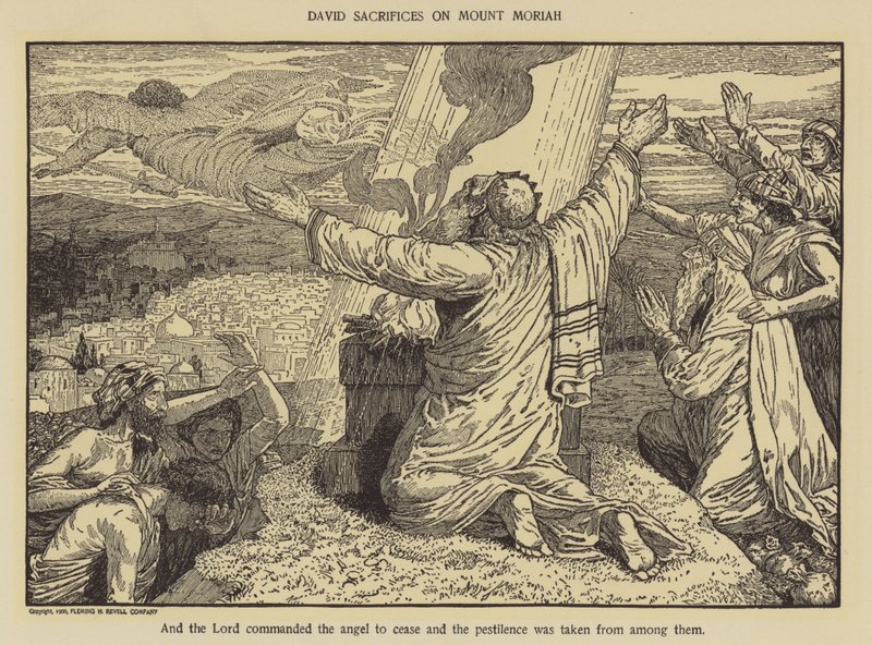 David sacrifica no Monte Moriá de Louis John Rhead