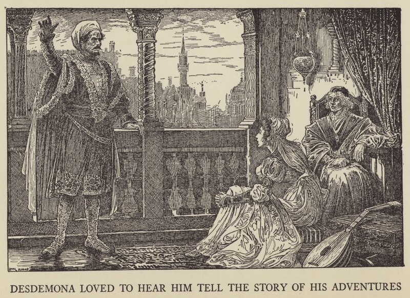 Desdemona adorava ouvi-lo contar a história de suas aventuras de Louis John Rhead