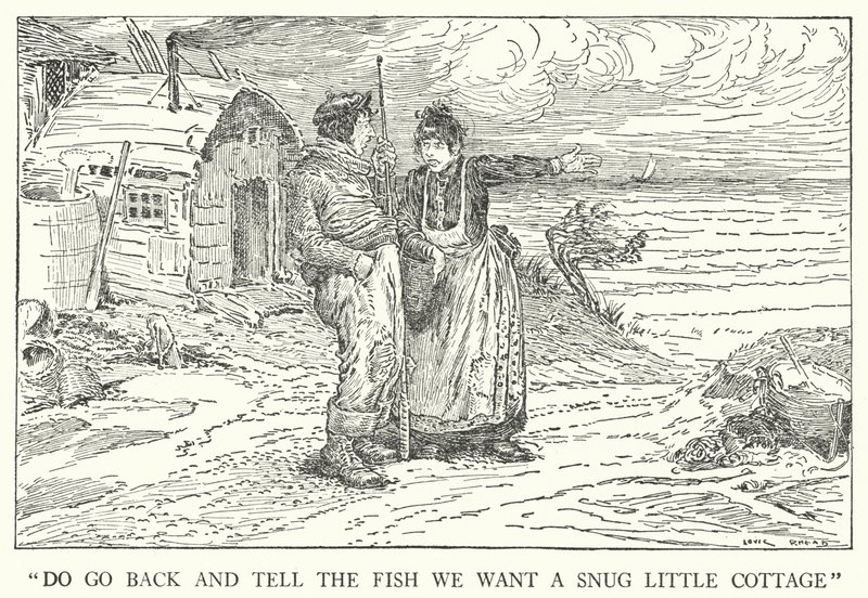 "Volte e diga ao peixe que queremos uma pequena cabana" (litho) de Louis John Rhead