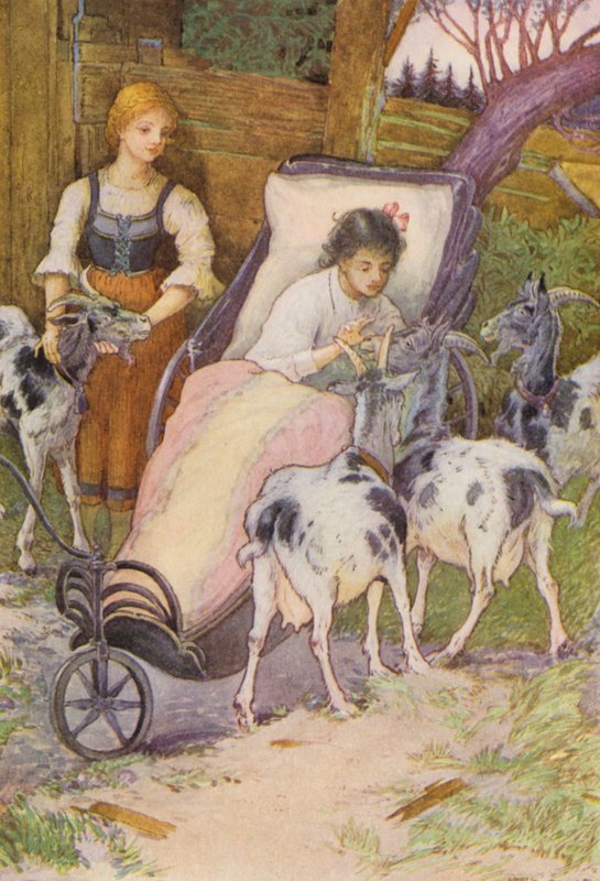 Ilustração para Heidi de Johanna Spyri (litografia a cores) de Louis John Rhead