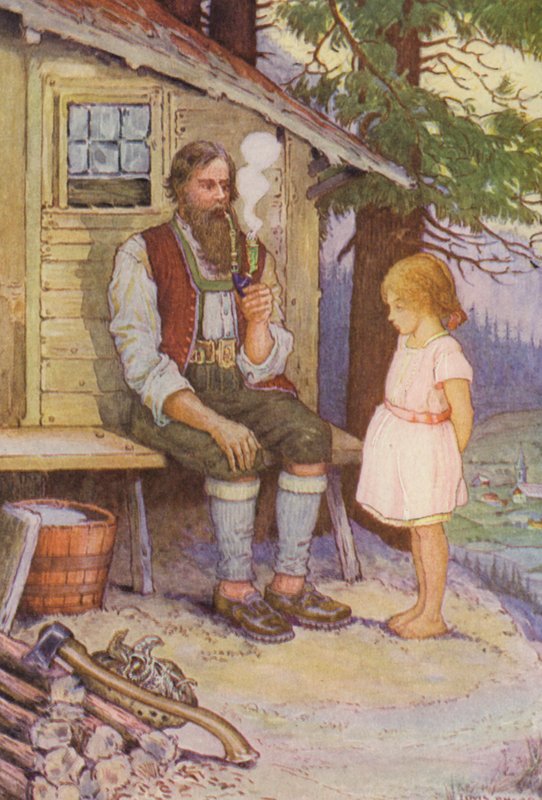 Ilustração para Heidi de Johanna Spyri (litografia a cores) de Louis John Rhead