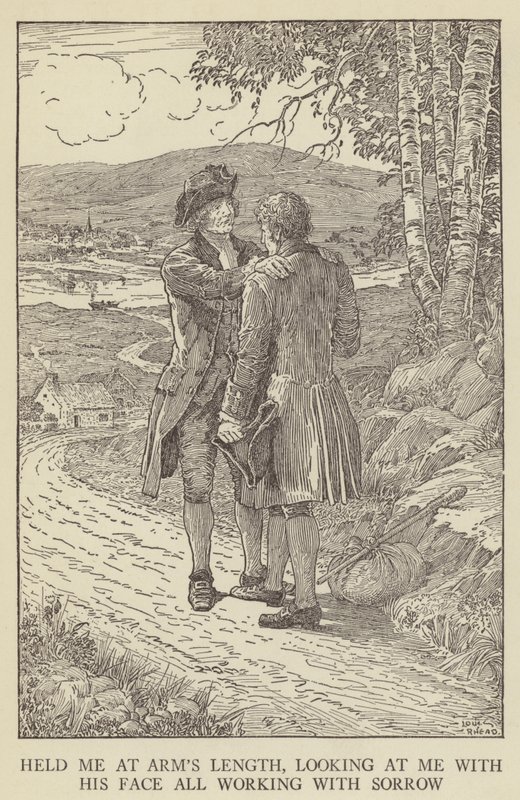Ilustração para sequestrado por Robert Louis Stevenson de Louis John Rhead