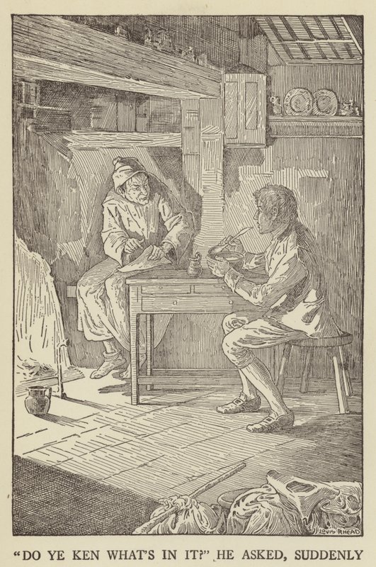 Ilustração para sequestrado por Robert Louis Stevenson de Louis John Rhead