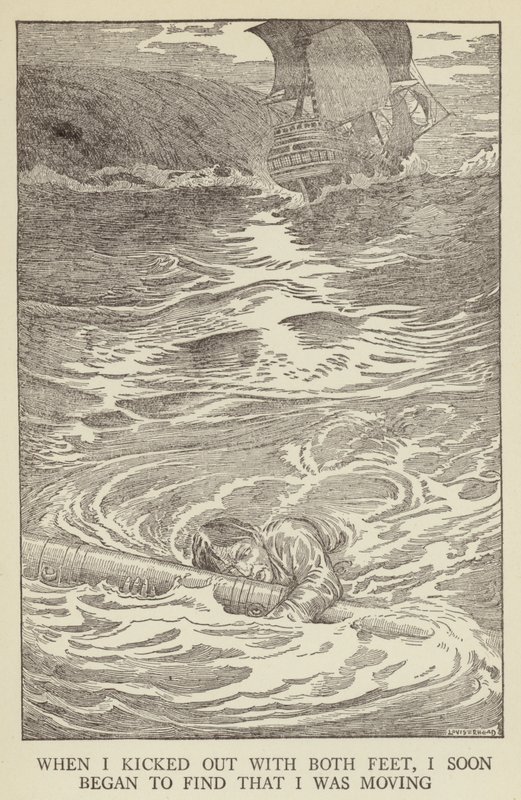 Ilustração para sequestrado por Robert Louis Stevenson de Louis John Rhead