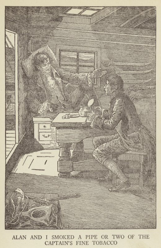 Ilustração para sequestrado por Robert Louis Stevenson de Louis John Rhead