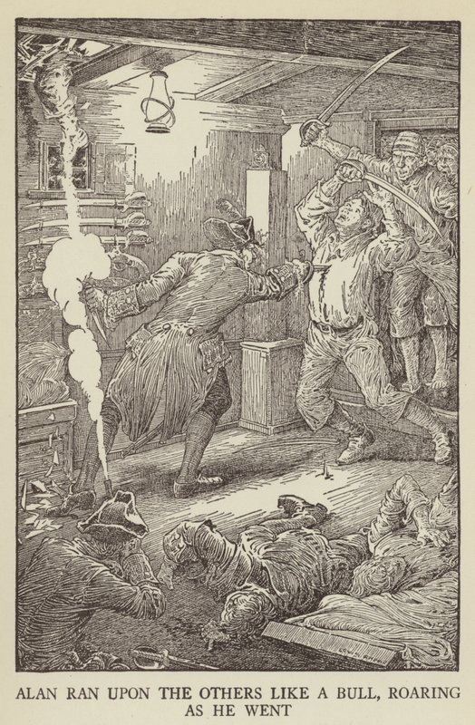 Ilustração para sequestrado por Robert Louis Stevenson de Louis John Rhead