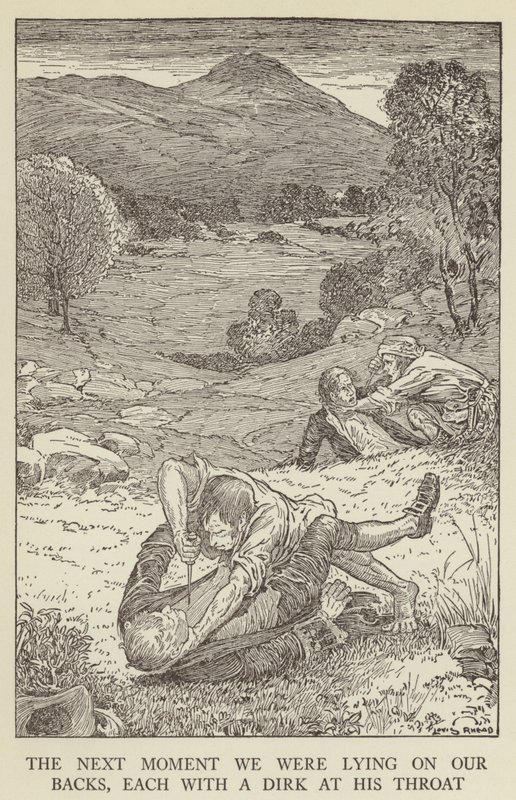 Ilustração para sequestrado por Robert Louis Stevenson de Louis John Rhead