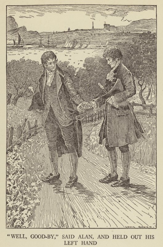 Ilustração para sequestrado por Robert Louis Stevenson de Louis John Rhead