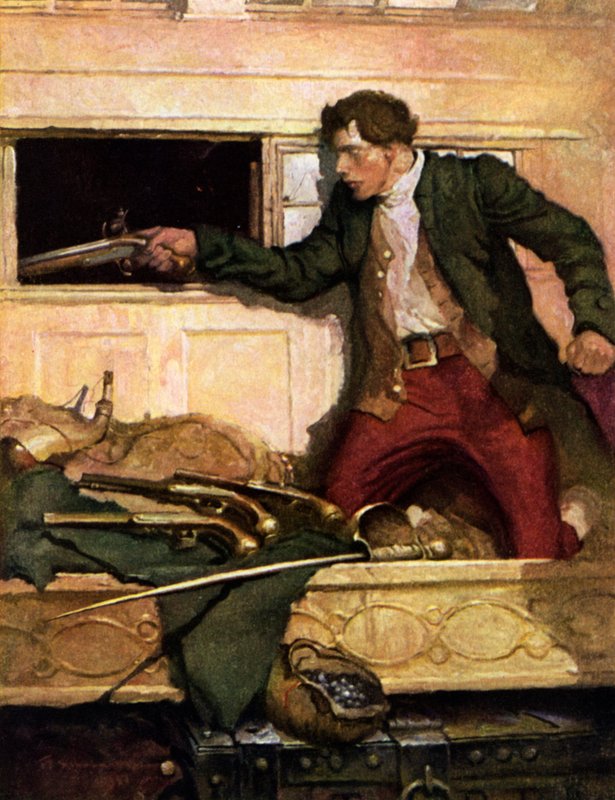 Ilustração para sequestrado por Robert Louis Stevenson de Louis John Rhead