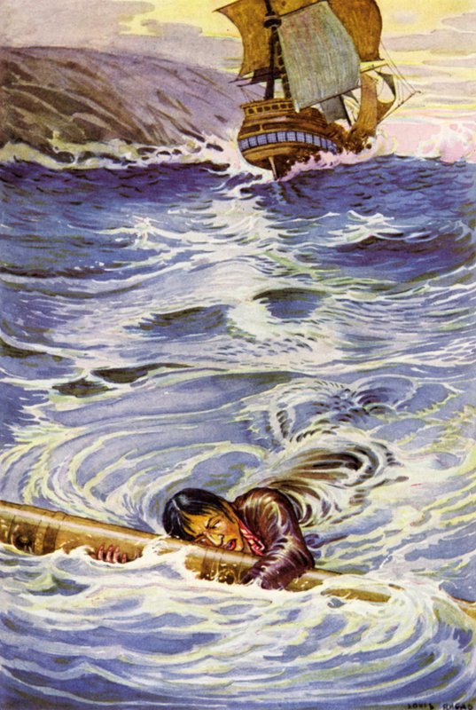 Ilustração para sequestrado por Robert Louis Stevenson de Louis John Rhead