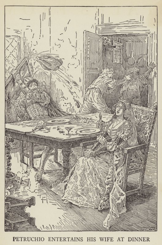 Petruchio entretém sua esposa no jantar de Louis John Rhead