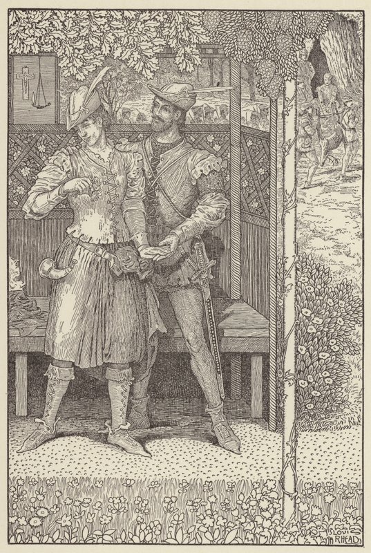 Robin Hood e Marian no seu caramanchão de Louis John Rhead