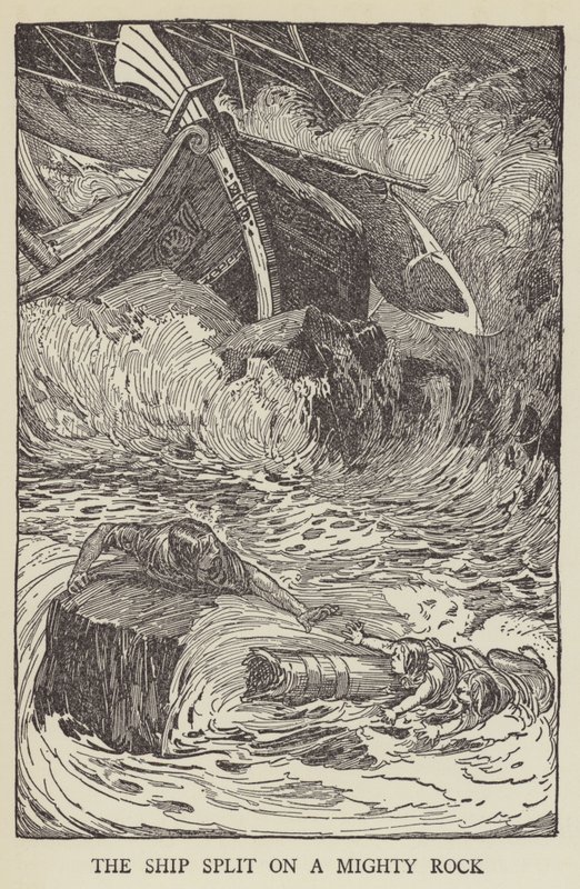 O navio se dividiu em uma rocha poderosa de Louis John Rhead
