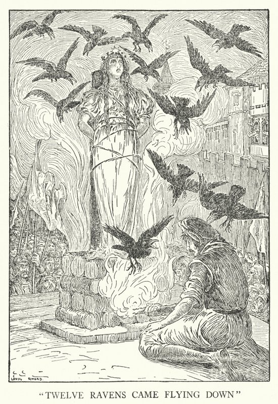 "Doze corvos vieram voando para baixo" (litho) de Louis John Rhead