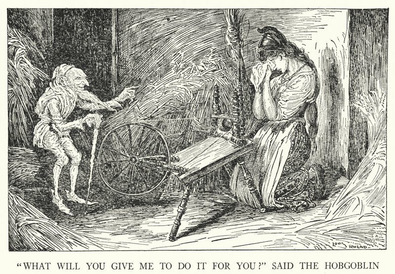 "O que me vais dar para o fazer por ti?" disse o Hobgoblin (litho) de Louis John Rhead