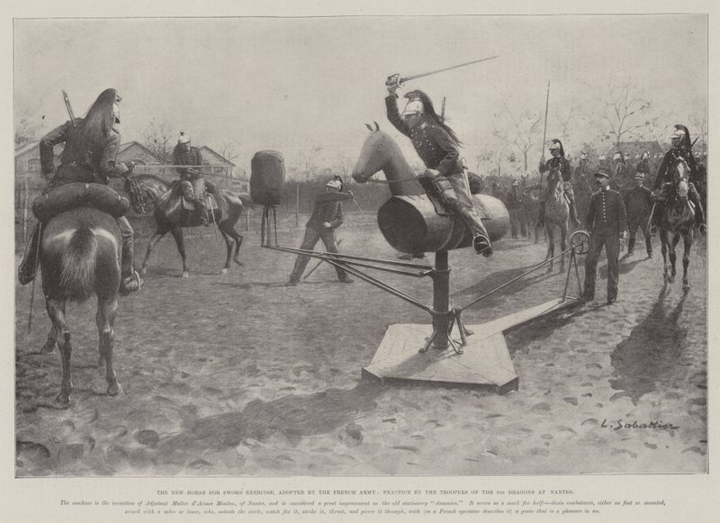 O Novo Cavalo para o Exercício da Espada, adotado pelo Exército Francês, Prática dos Soldados dos 3os Dragões em Nantes de Louis Remy Sabattier