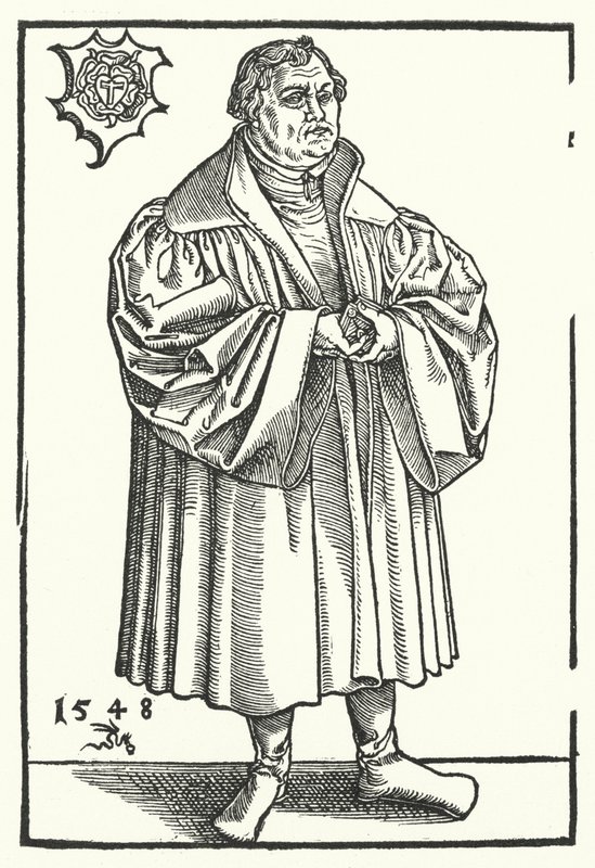 O reformador protestante alemão Martinho Lutero em vida posterior (gravura) de Lucas the Elder (after) Cranach