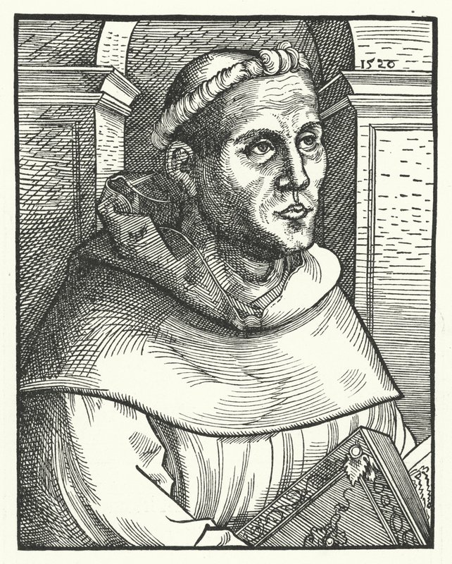 Martinho Lutero como monge agostiniano (gravura) de Lucas the Elder (after) Cranach