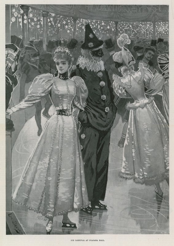 Carnaval no gelo no Niagara Hall, Westminster Londres (litografia) de Lucien Davis