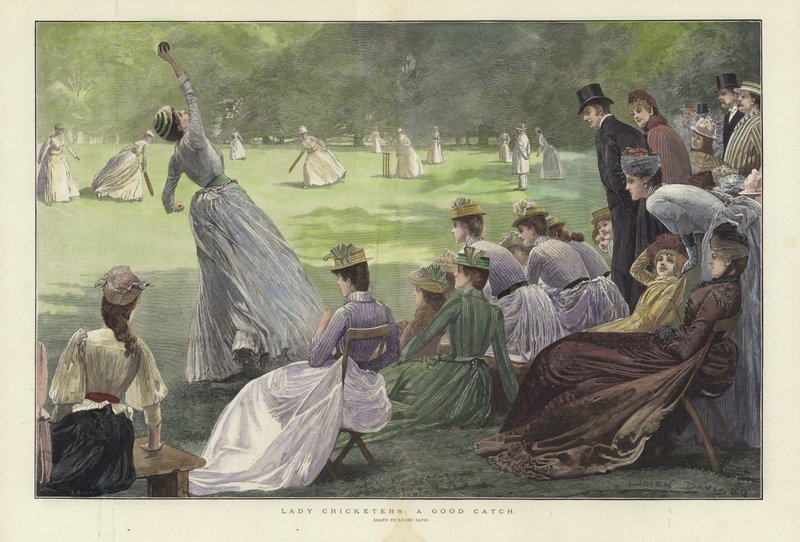 Lady Cricketers: A Good Catch (gravação a cores) de Lucien Davis
