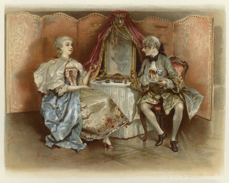 Ilustração para a escola para o escândalo (chromolitho) de Lucius Rossi