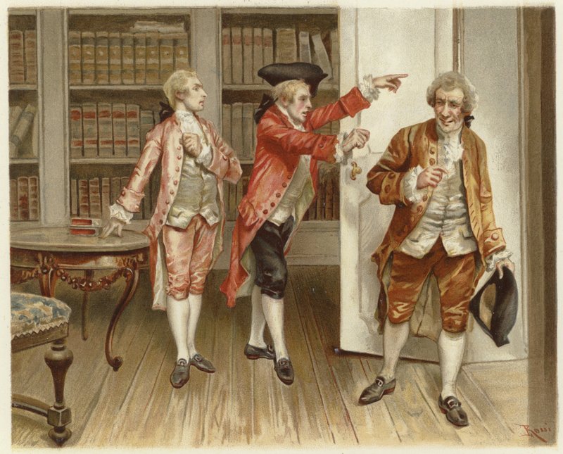Ilustração para a escola para o escândalo (chromolitho) de Lucius Rossi