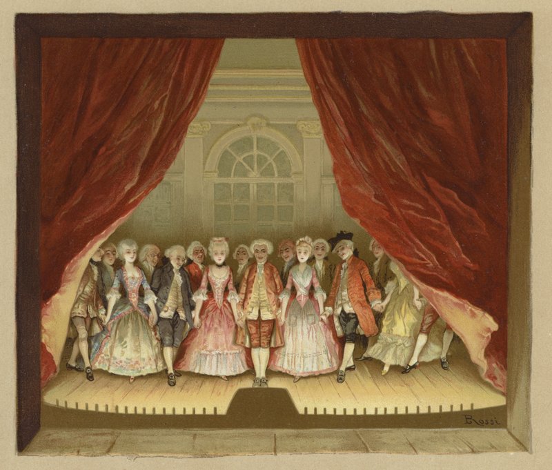 Ilustração para a escola para o escândalo (chromolitho) de Lucius Rossi